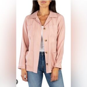KUT from the kloth Jacket M Ren Patch Pocket Rose Button Up Lightweight Unlined